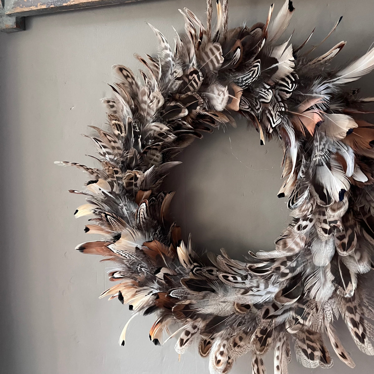 Pheasant Feather Wreath | Natural Farmhouse Christmas Decor (27-30cm)