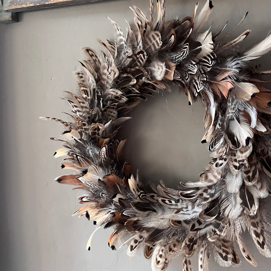 Pheasant Feather Wreath | Natural Farmhouse Christmas Decor (27-30cm)