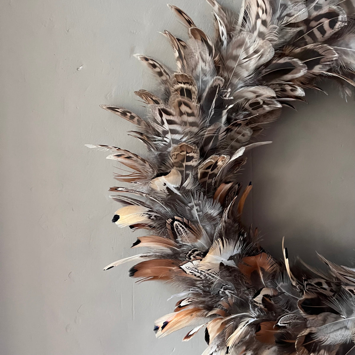 Pheasant Feather Wreath | Natural Farmhouse Christmas Decor (27-30cm)
