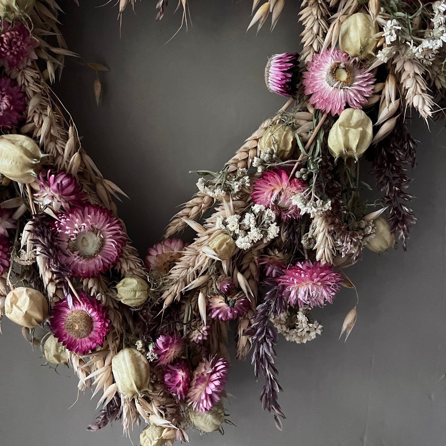 Dried Flower Valentines Wreath | Spring Decor | Heart shaped wreath