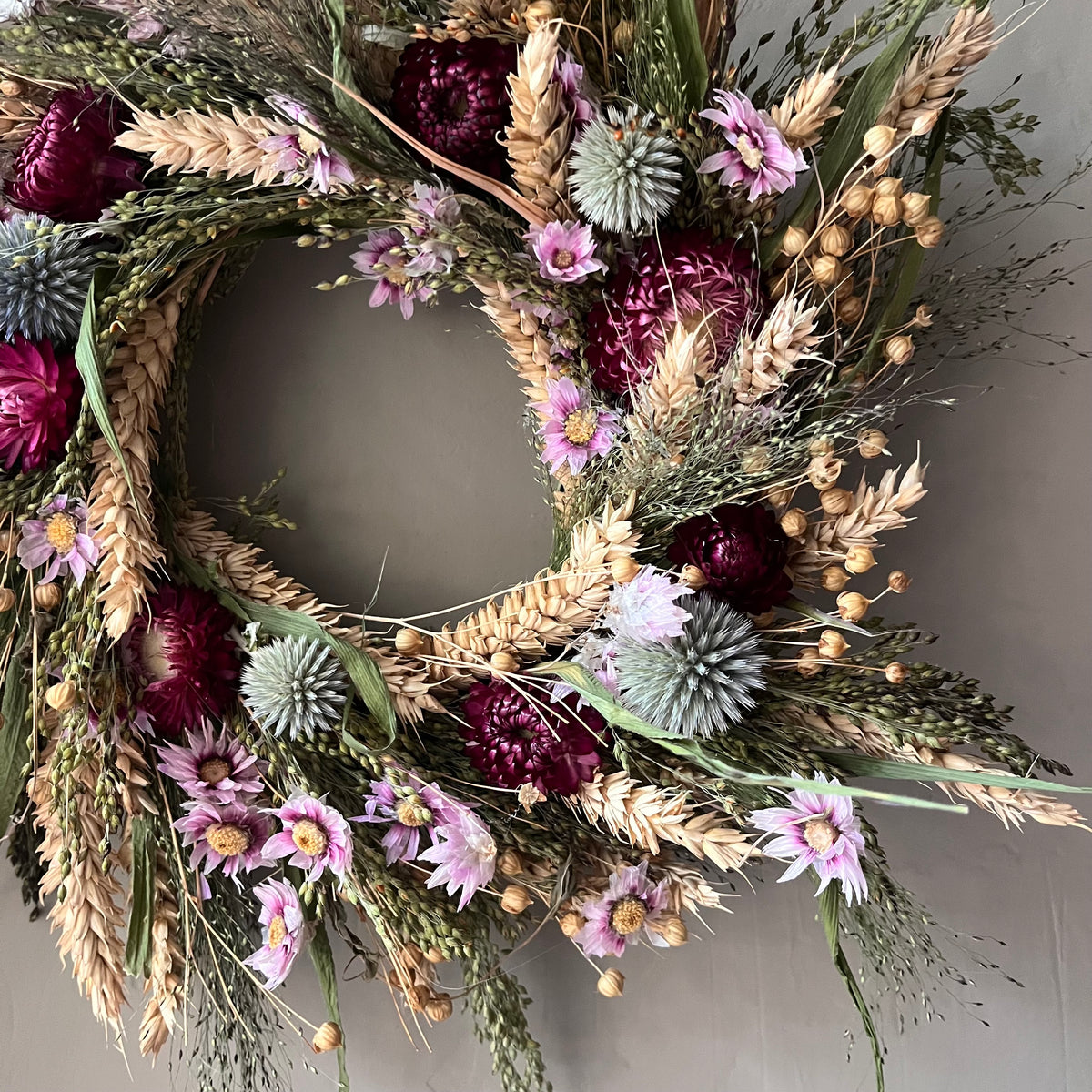 Autumn Dried Flower Wreath | Everlasting Floral Home Decor | 28cm