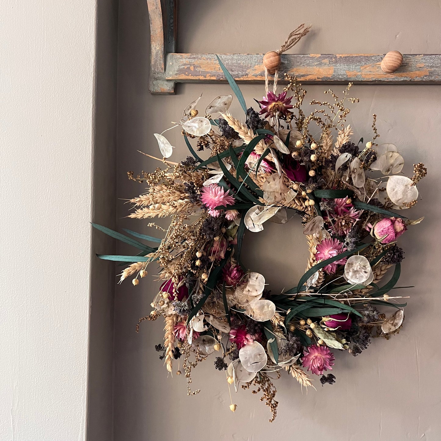 Colourful Dried Flower Wreath: Summer Decor, Handcrafted in Suffolk