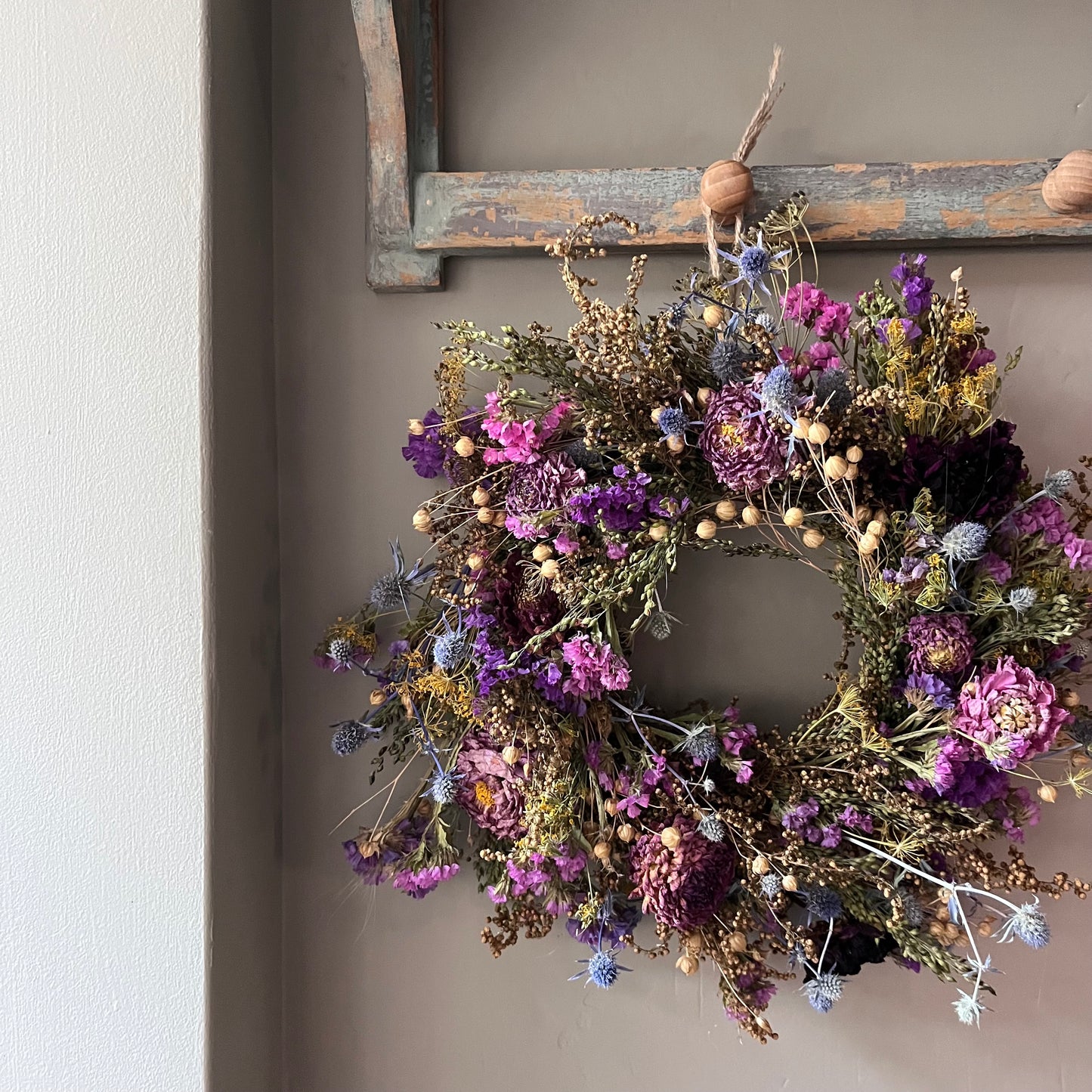 Colourful Autumn Dried Flower Wreath- 28cm
