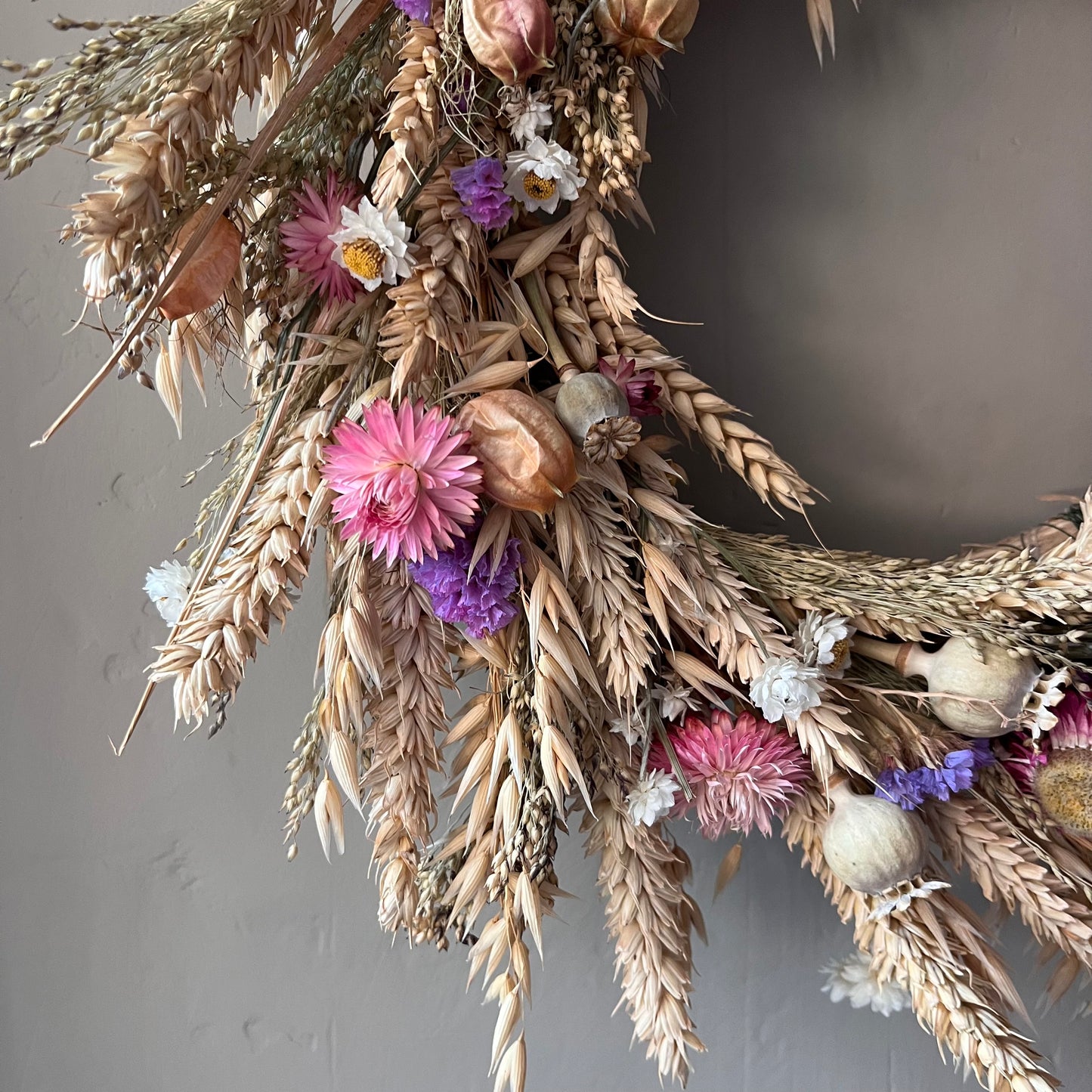 Dried flower wreath | Everlasting flower | Farmhouse style | Farmhouse home | Country living | Farmhouse wreath | Flower wreath | 34cm