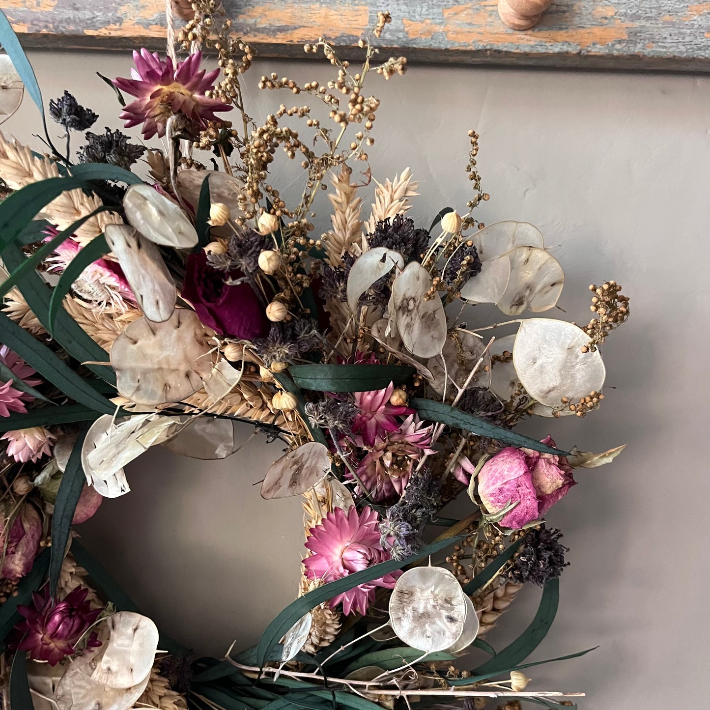 Colourful Dried Flower Wreath: Summer Decor, Handcrafted in Suffolk