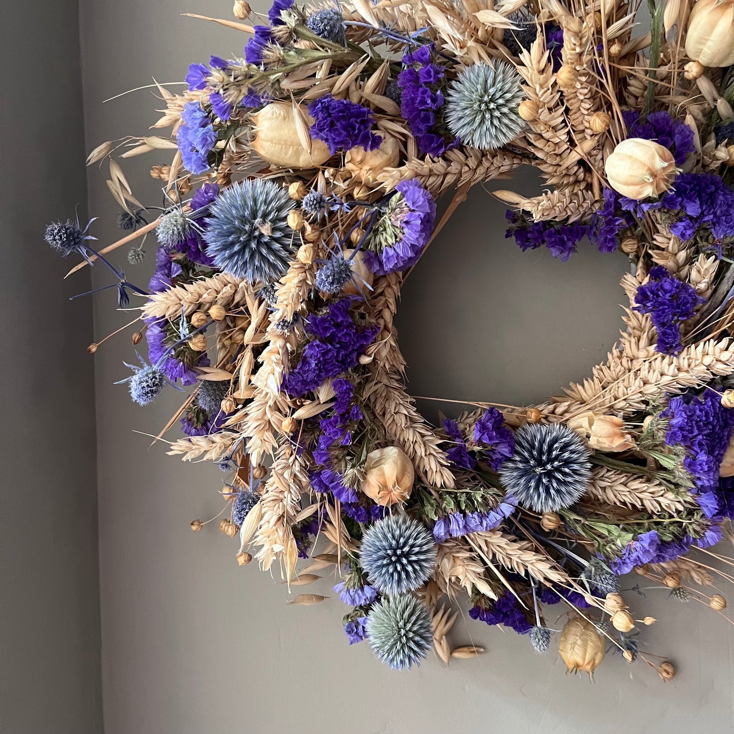 Dried Flower Wreath | Autumn Inspired Everlasting Floral Decor- 28cm