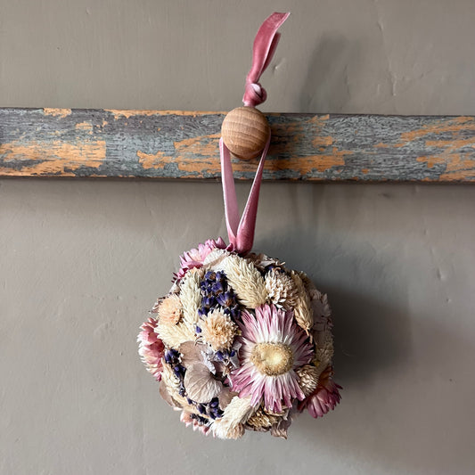Pastel Dried flower bauble | Cottage Christmas decor