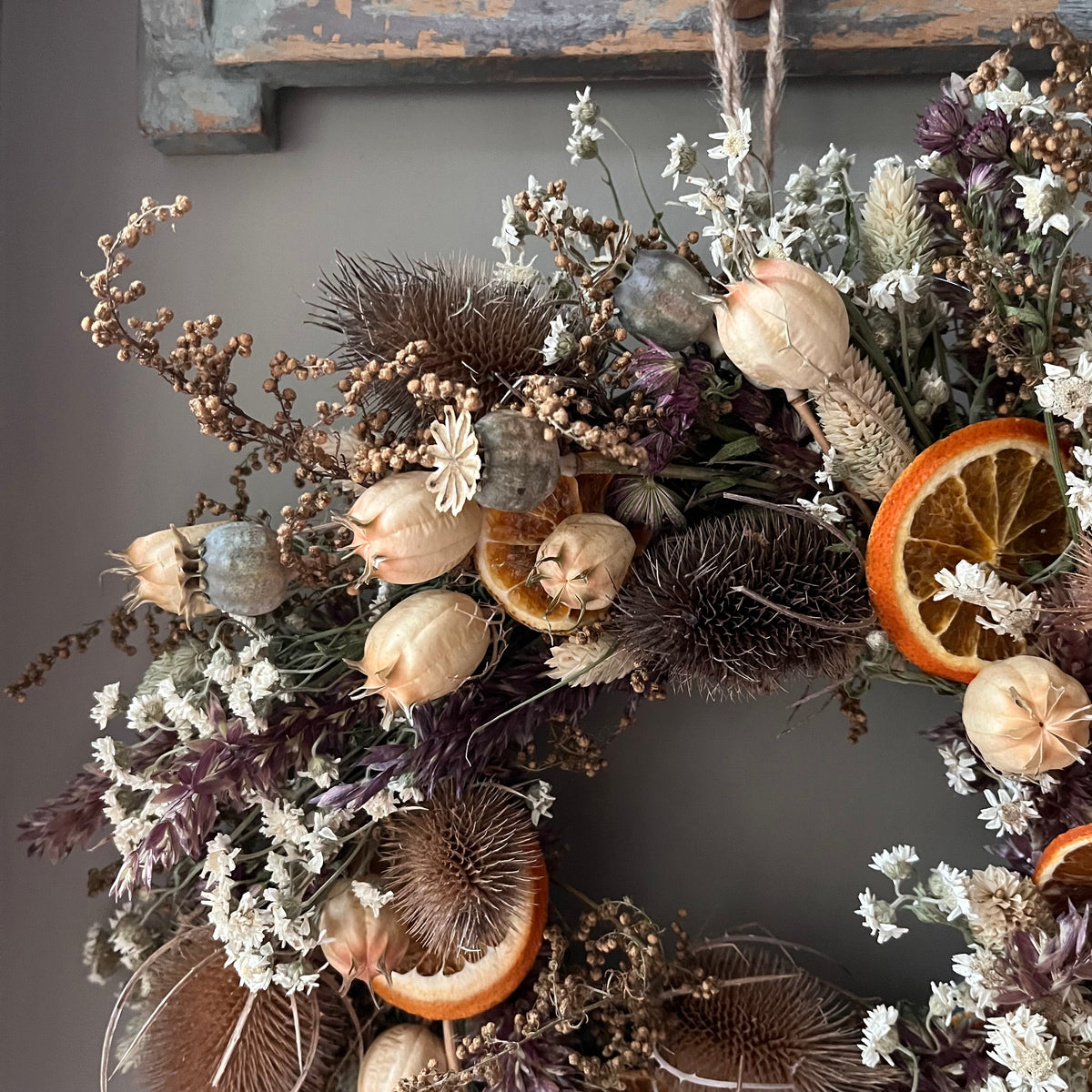 Winter Dried Flower Wreath: Winter door decor | 28cm