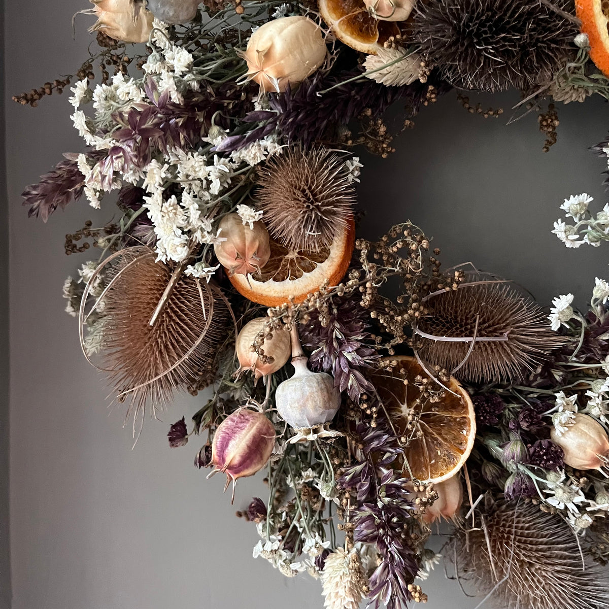 Winter Dried Flower Wreath: Winter door decor | 28cm