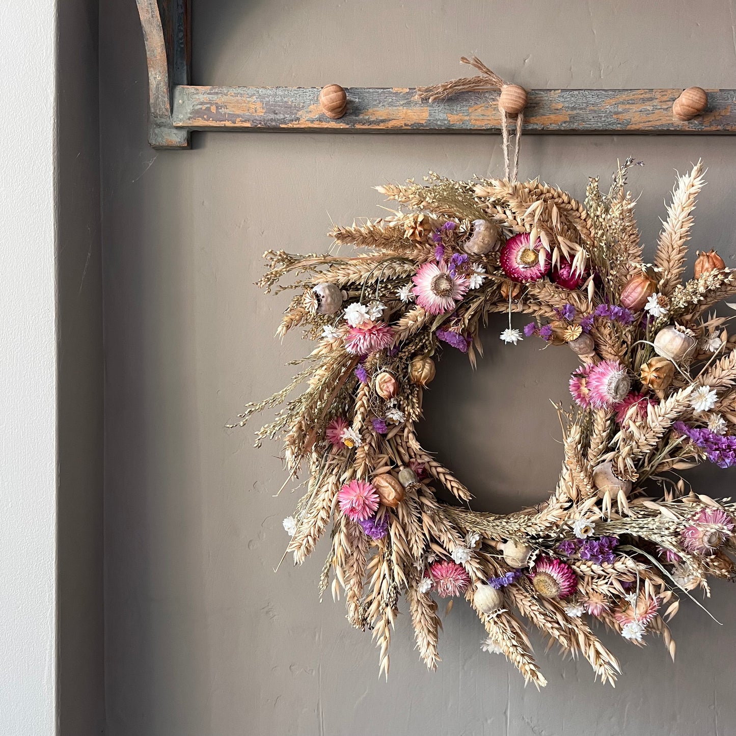 Dried flower wreath | Everlasting flower | Farmhouse style | Farmhouse home | Country living | Farmhouse wreath | Flower wreath | 34cm
