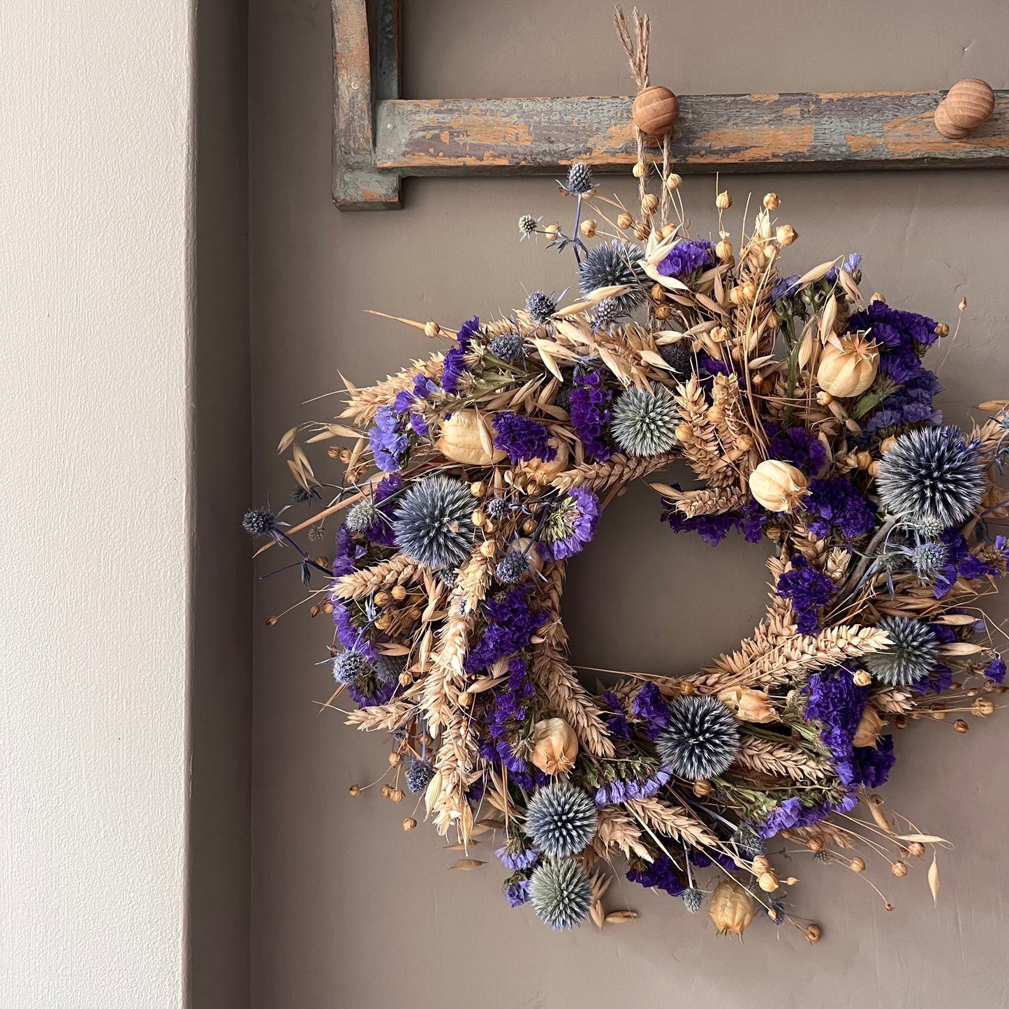 Dried Flower Wreath | Autumn Inspired Everlasting Floral Decor- 28cm