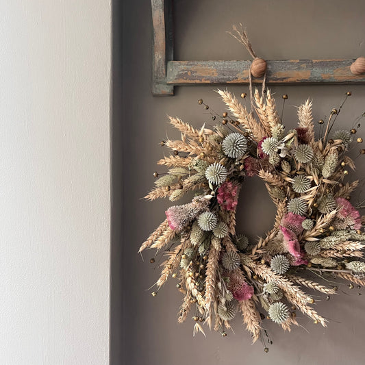 Dried Flower Spring Wreath | Farmhouse Wall Decor (25cm)