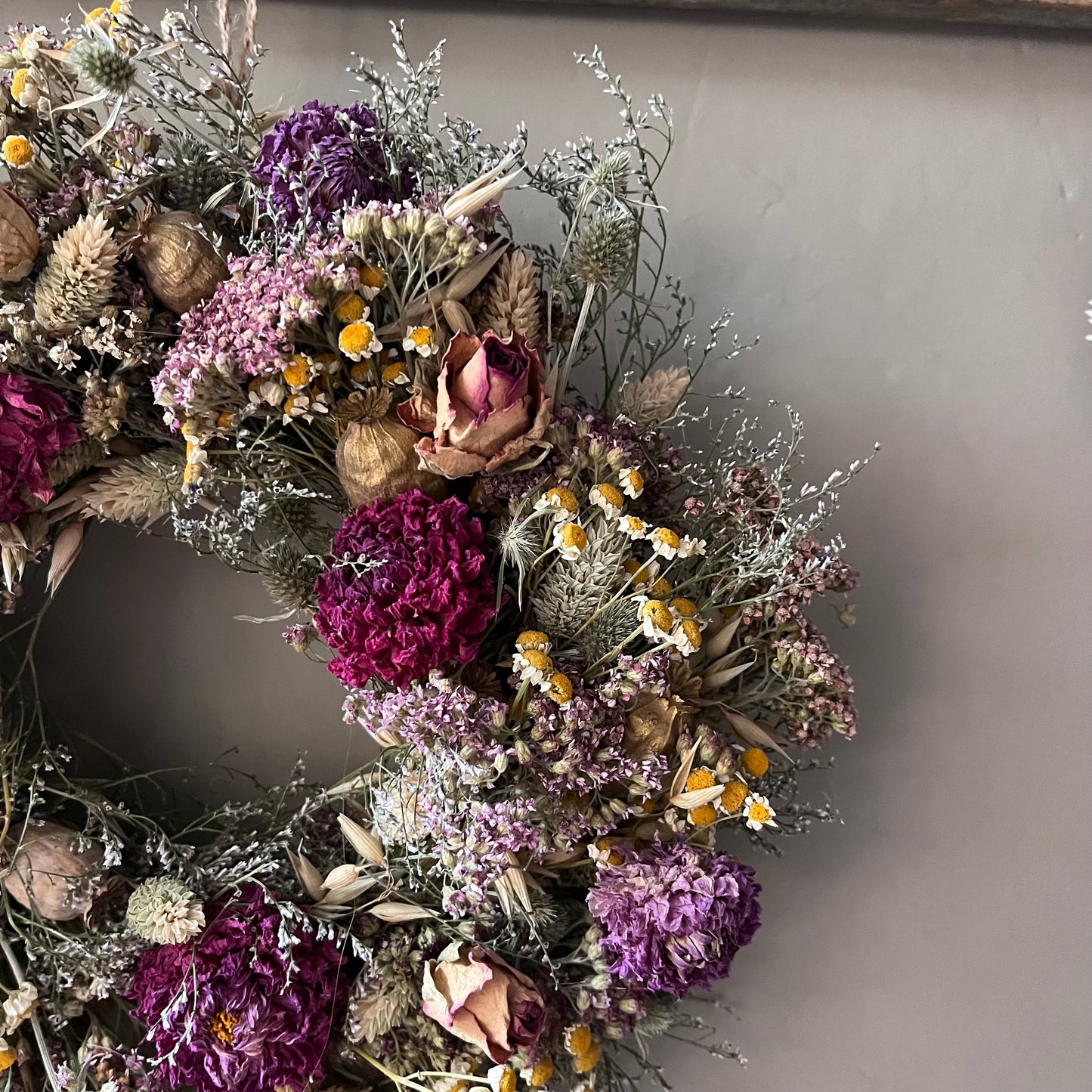 Everlasting Autumnal Dried Flower Wreath- 28cm