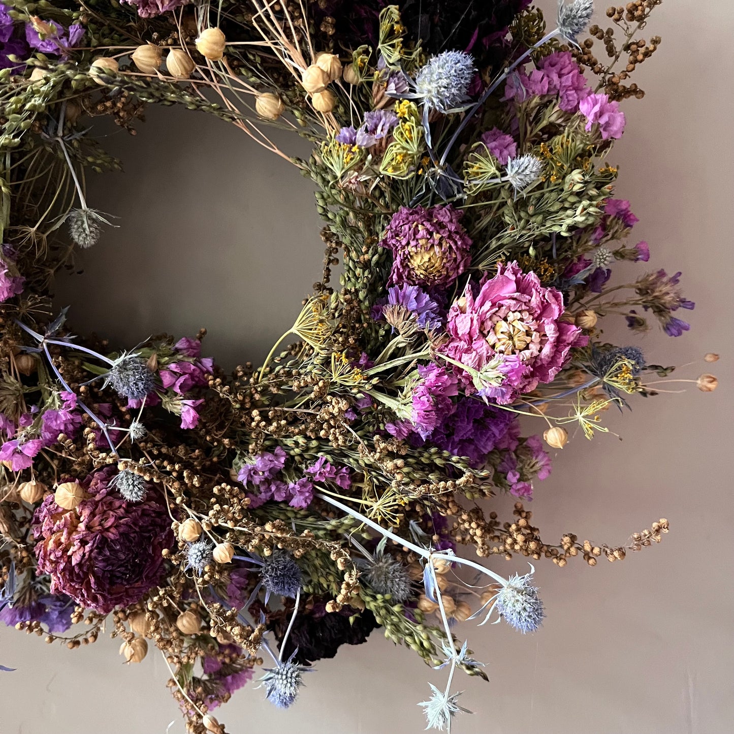 Colourful Autumn Dried Flower Wreath- 28cm