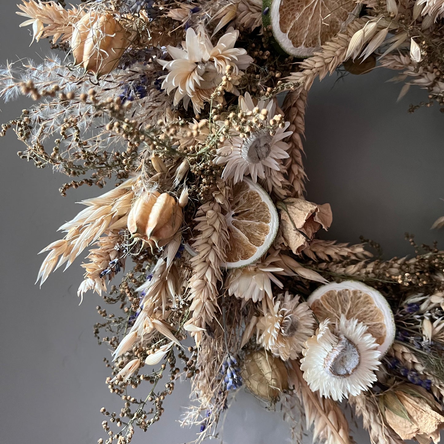 Dried flower wreath | Spring wreath | Summer country living | 34cm