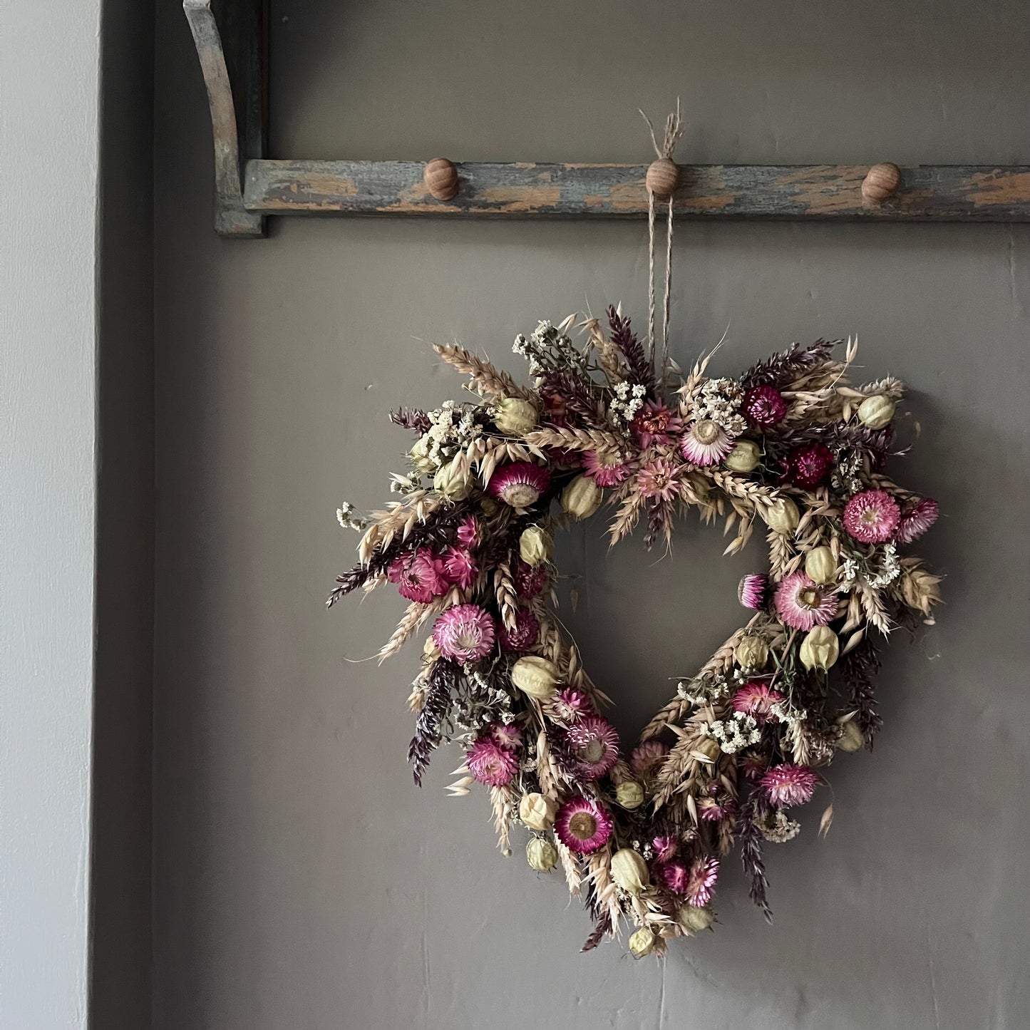 Dried Flower Valentines Wreath | Spring Decor | Heart shaped wreath