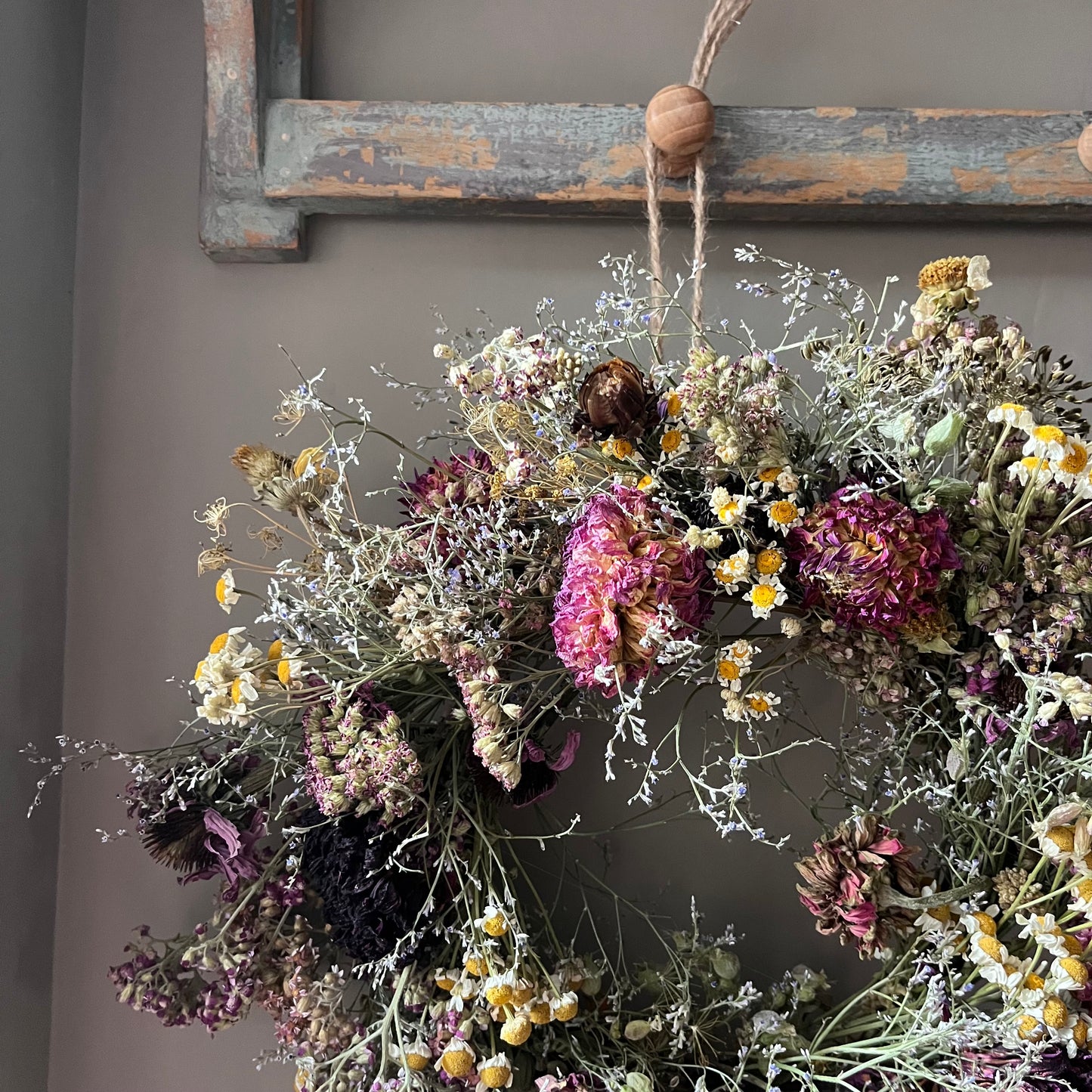Autumn flower wreath | Dried flowers | Farmhouse home | 25cm