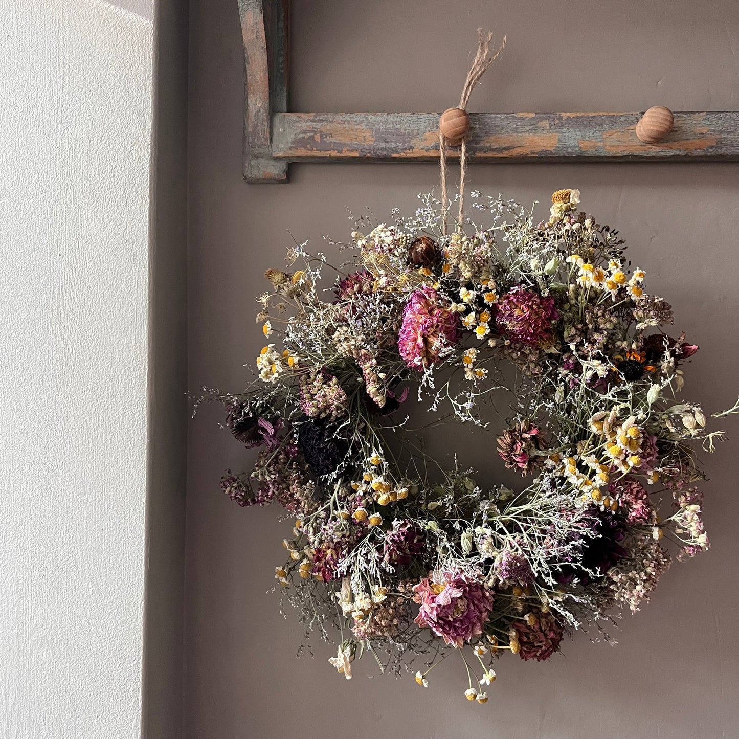 Autumn flower wreath | Dried flowers | Farmhouse home | 25cm