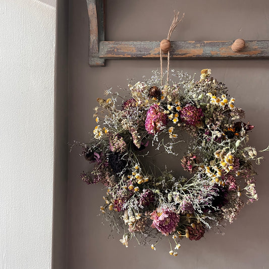 Autumn flower wreath | Dried flowers | Farmhouse home | 25cm