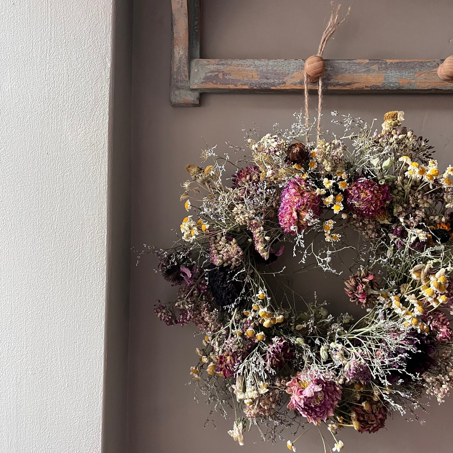 Autumn flower wreath | Dried flowers | Farmhouse home | 25cm