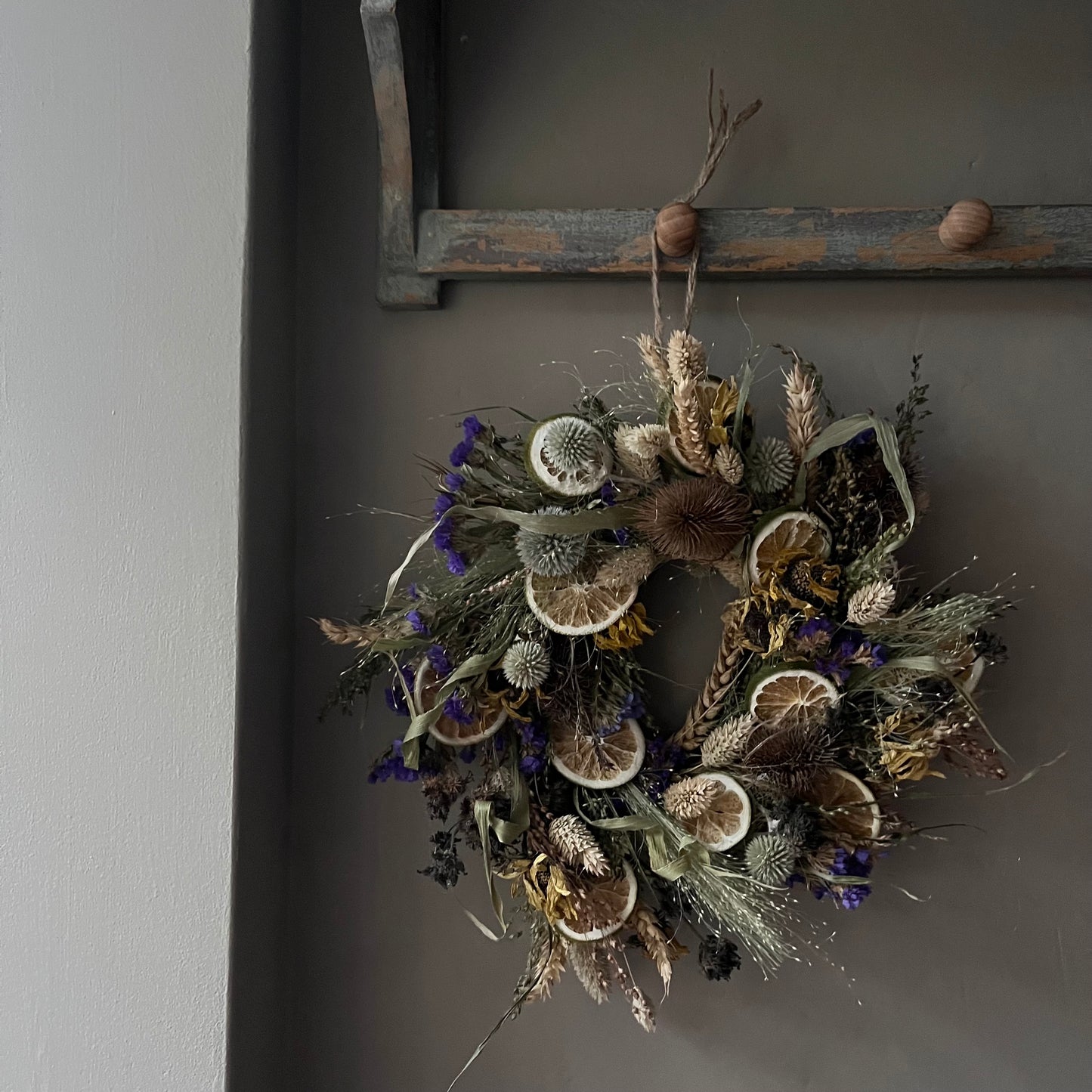 Dried Flower Wreath: Farmhouse Spring Decor, 25cm Wall Hanging