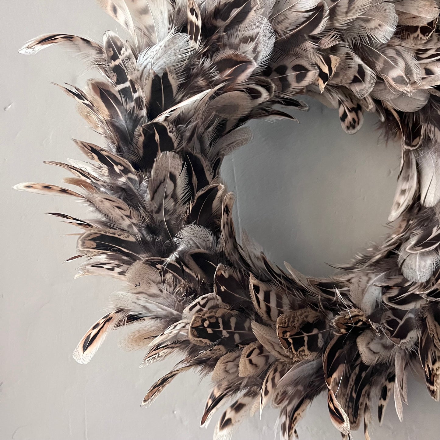 Handcrafted Hen Pheasant Feather Wreath: Farmhouse Door Decor (20-25cm)