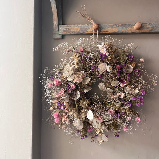 Dried Flower Wreath | Cottagecore Farmhouse Decor, 25cm