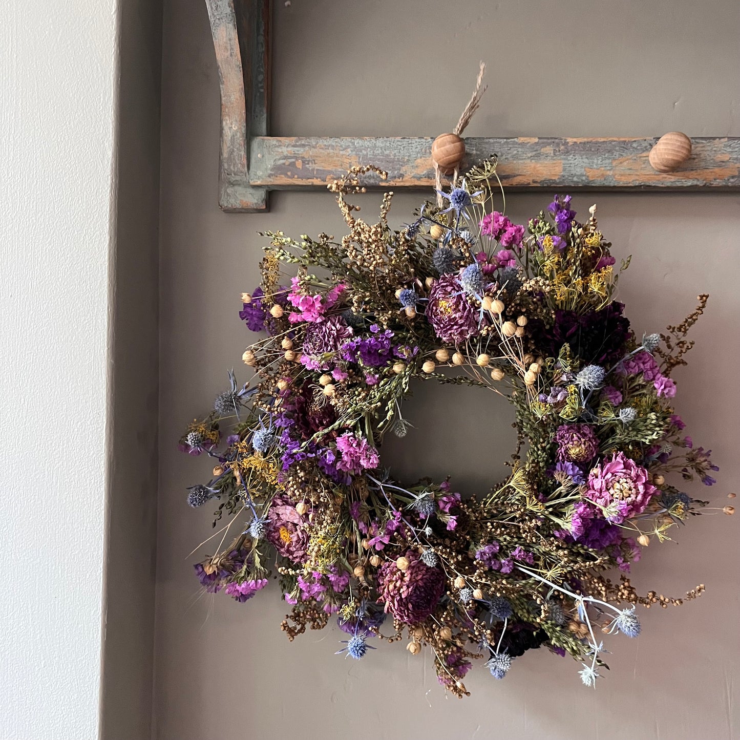 Colourful Autumn Dried Flower Wreath- 28cm