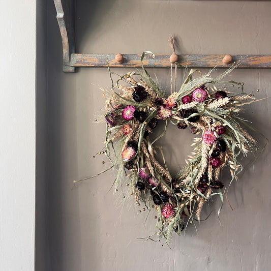 Dried Flower heart Wreath | Spring Decor | Summer wreath