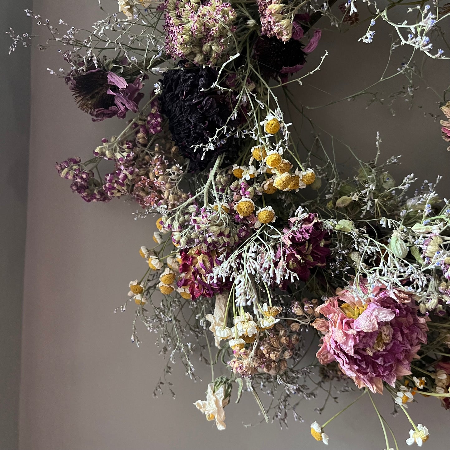 Autumn flower wreath | Dried flowers | Farmhouse home | 25cm