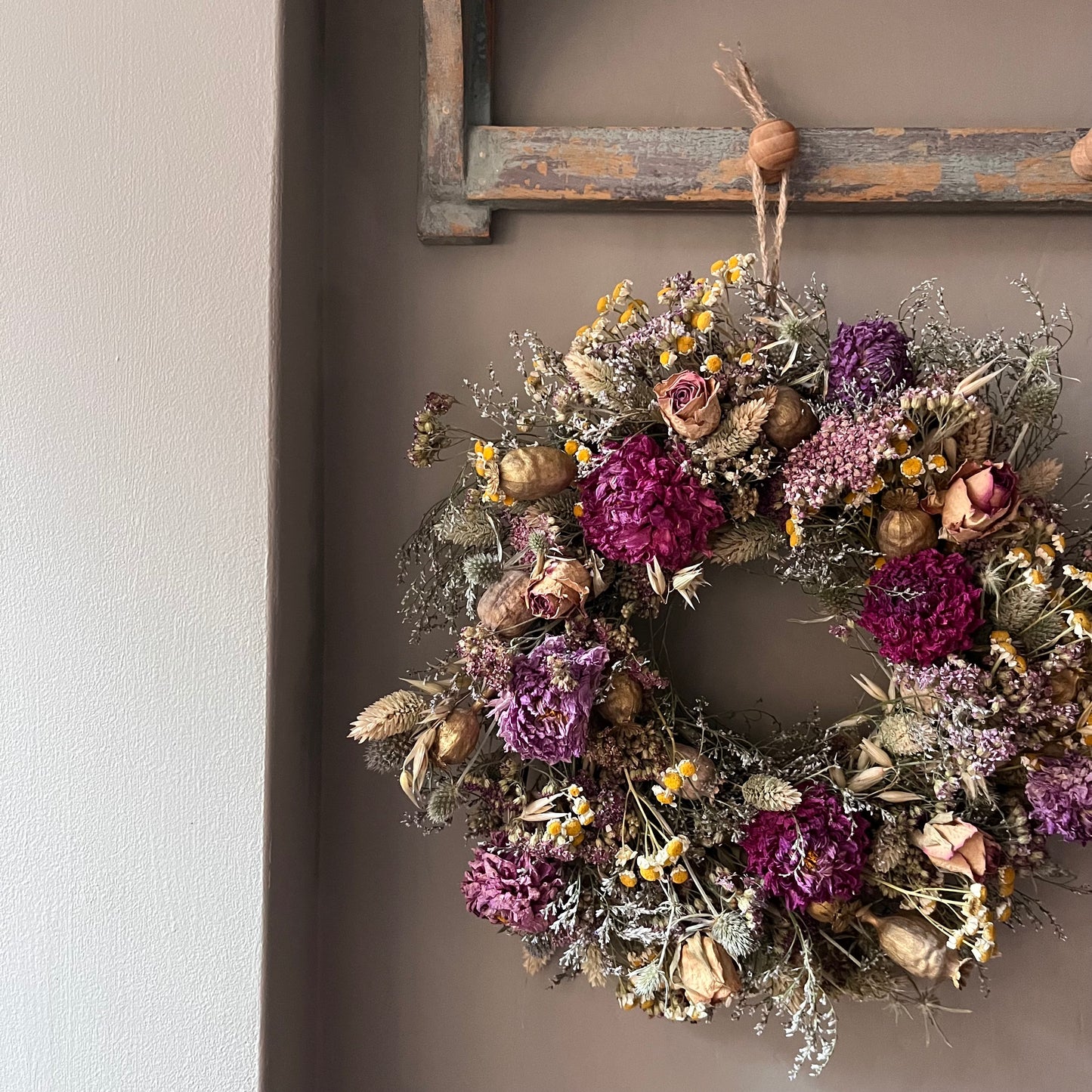 Everlasting Autumnal Dried Flower Wreath- 28cm