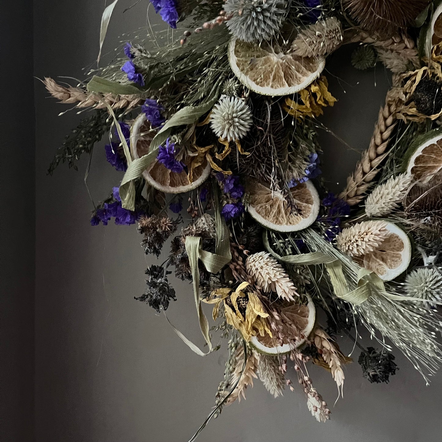 Dried Flower Wreath: Farmhouse Spring Decor, 25cm Wall Hanging