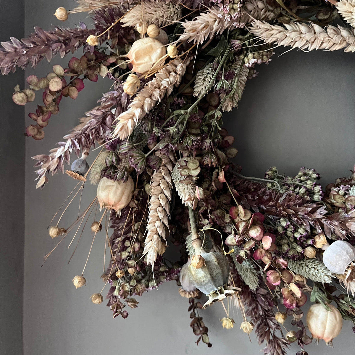 Dried Flower Autumn Wreath | Everlasting Fall Decor | 28cm