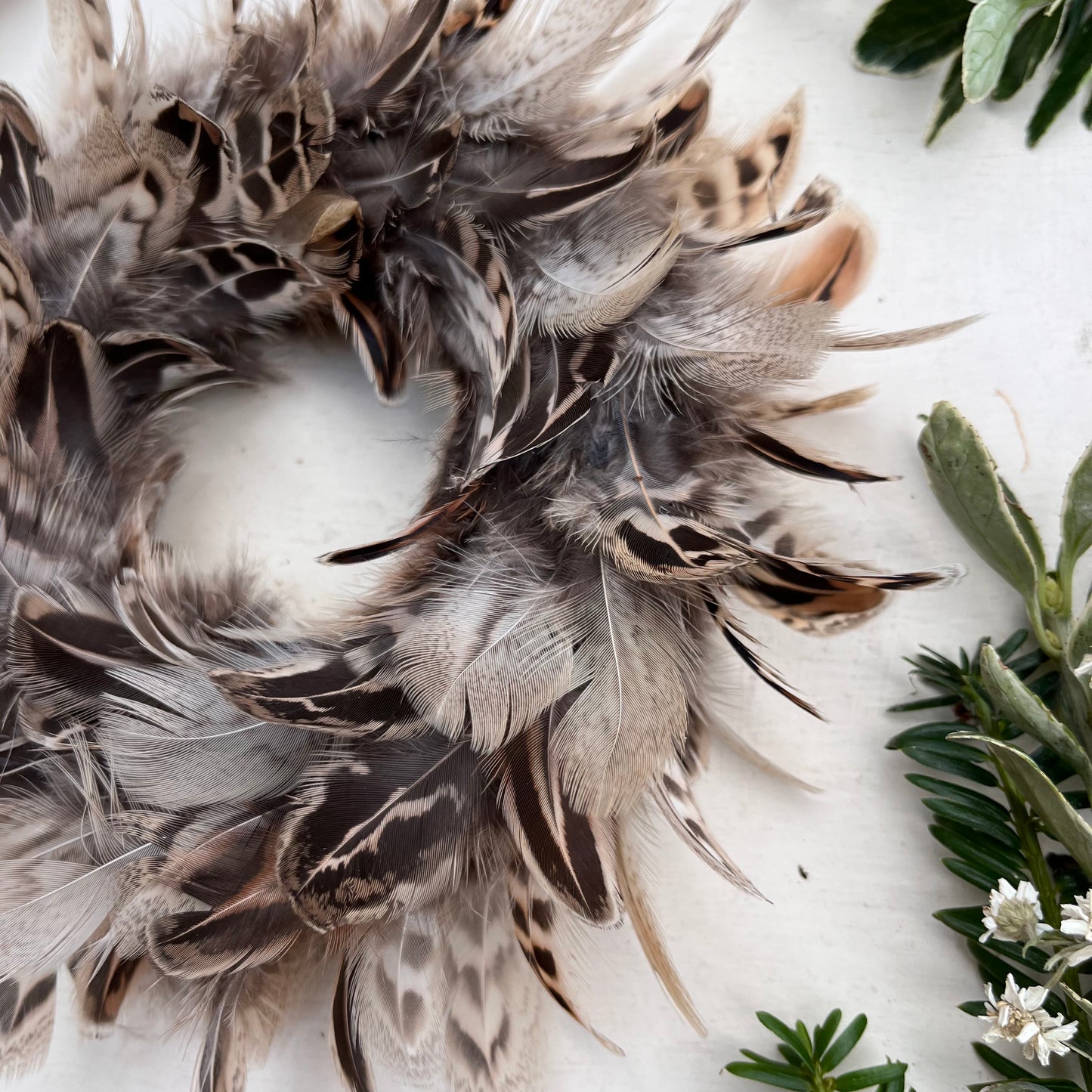 Handcrafted Feather Christmas Bauble | Farmhouse Tree Decoration