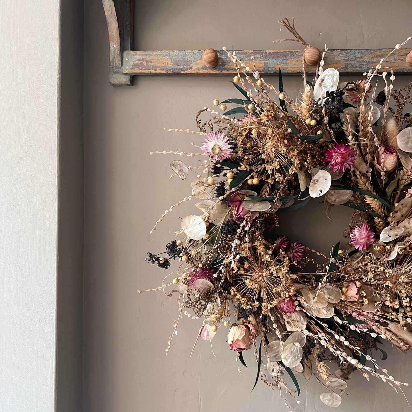 Dried flower spring wreath | summer flower wreath- 34cm