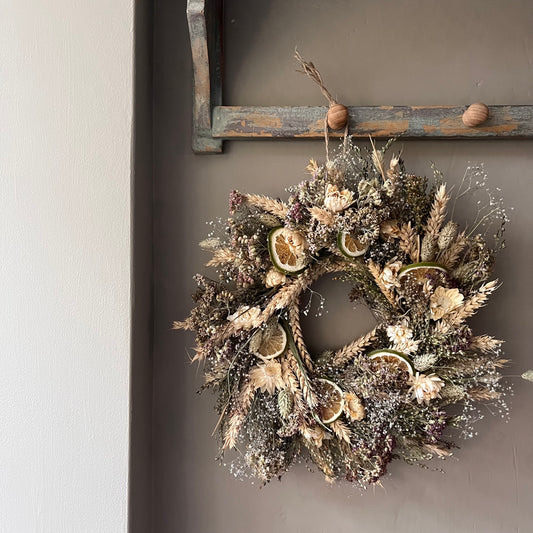 Dried Flower Wreath | Cottagecore Farmhouse Decor, 25cm