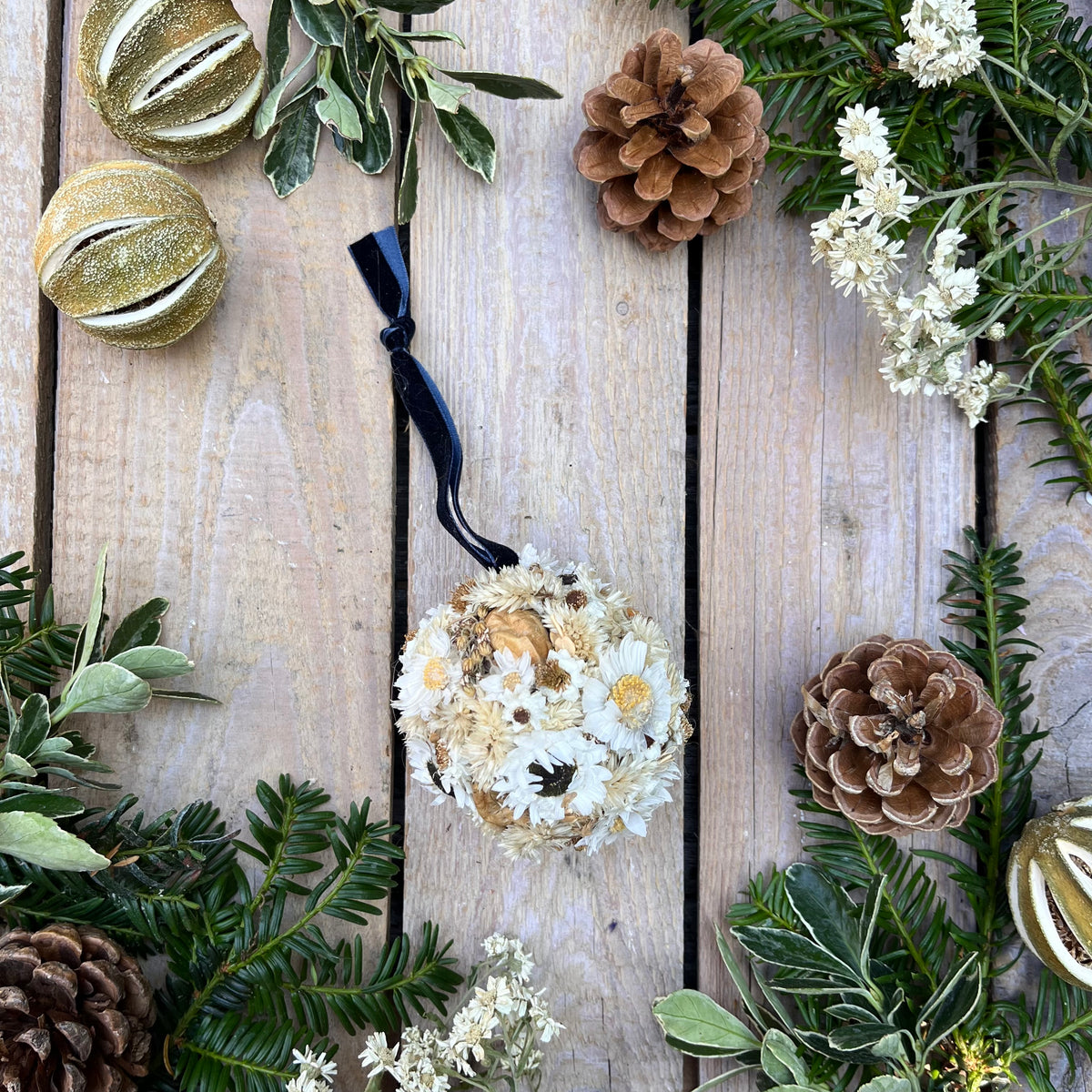 Winter Dried Flower Bauble | Christmas Floral Decoration