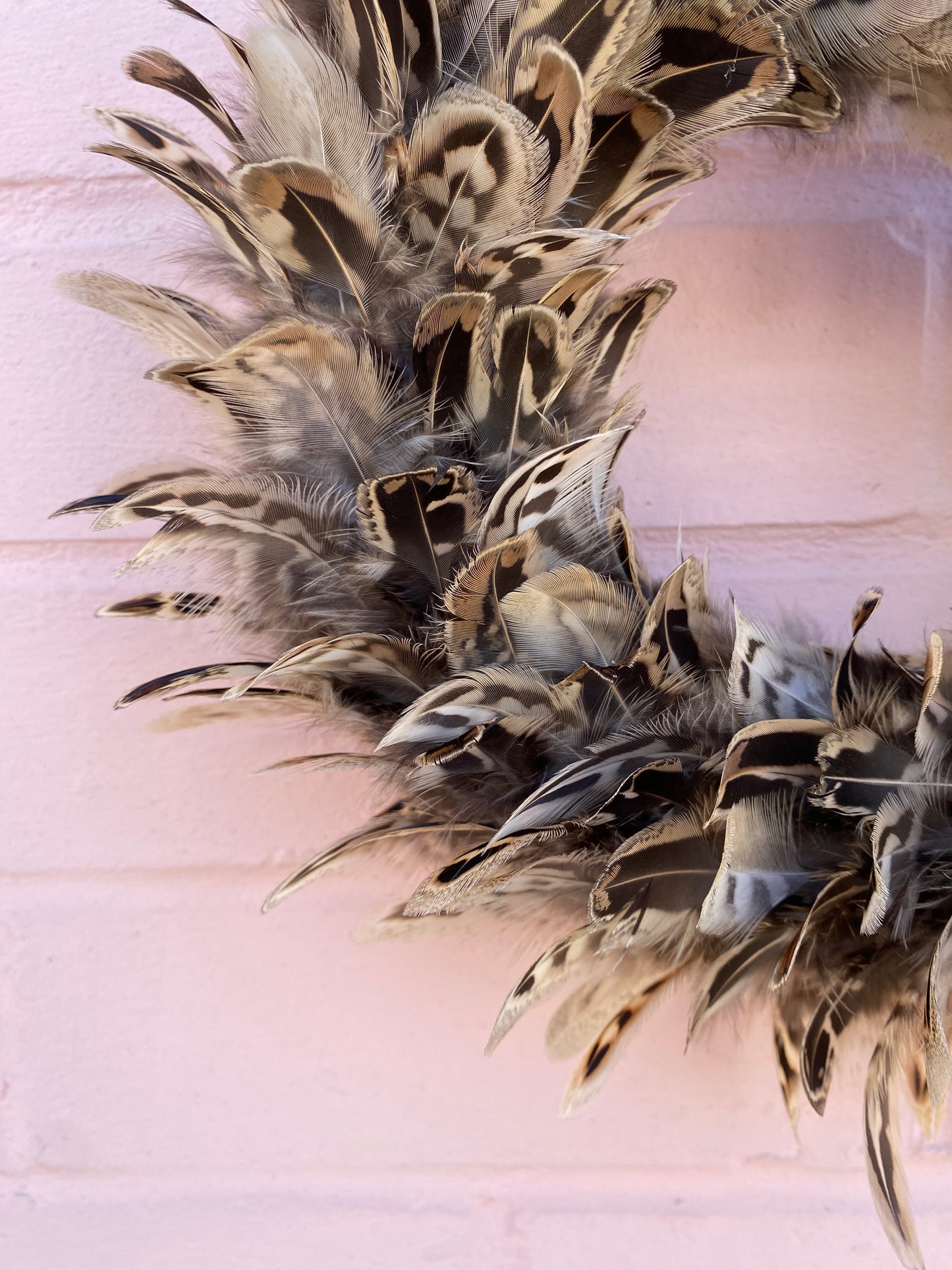 Handcrafted Hen Pheasant Feather Wreath | Farmhouse Wall Decor