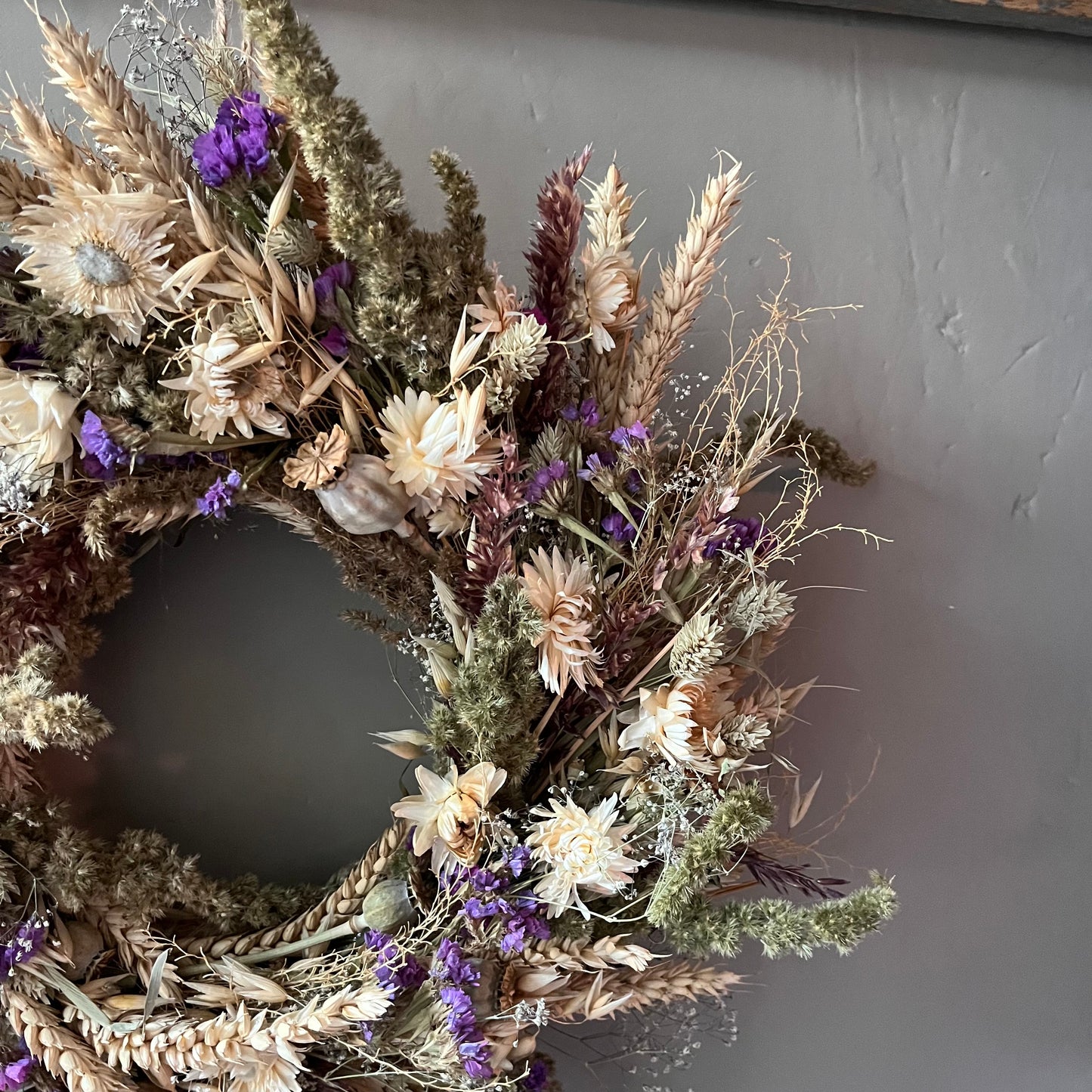 Dried flower wreath | Spring wreath | Summer country living | 34cm
