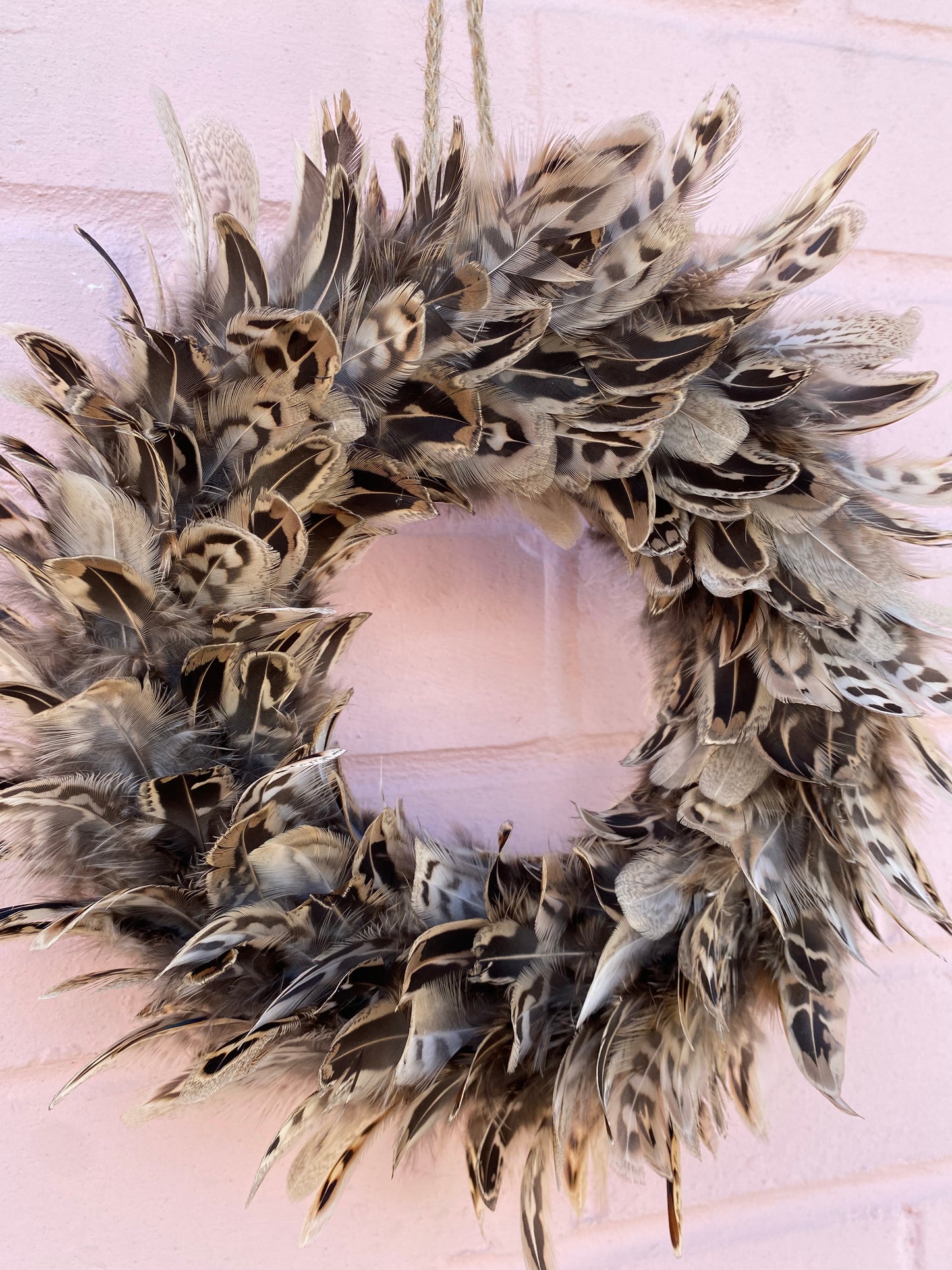 Handcrafted Hen Pheasant Feather Wreath | Farmhouse Wall Decor