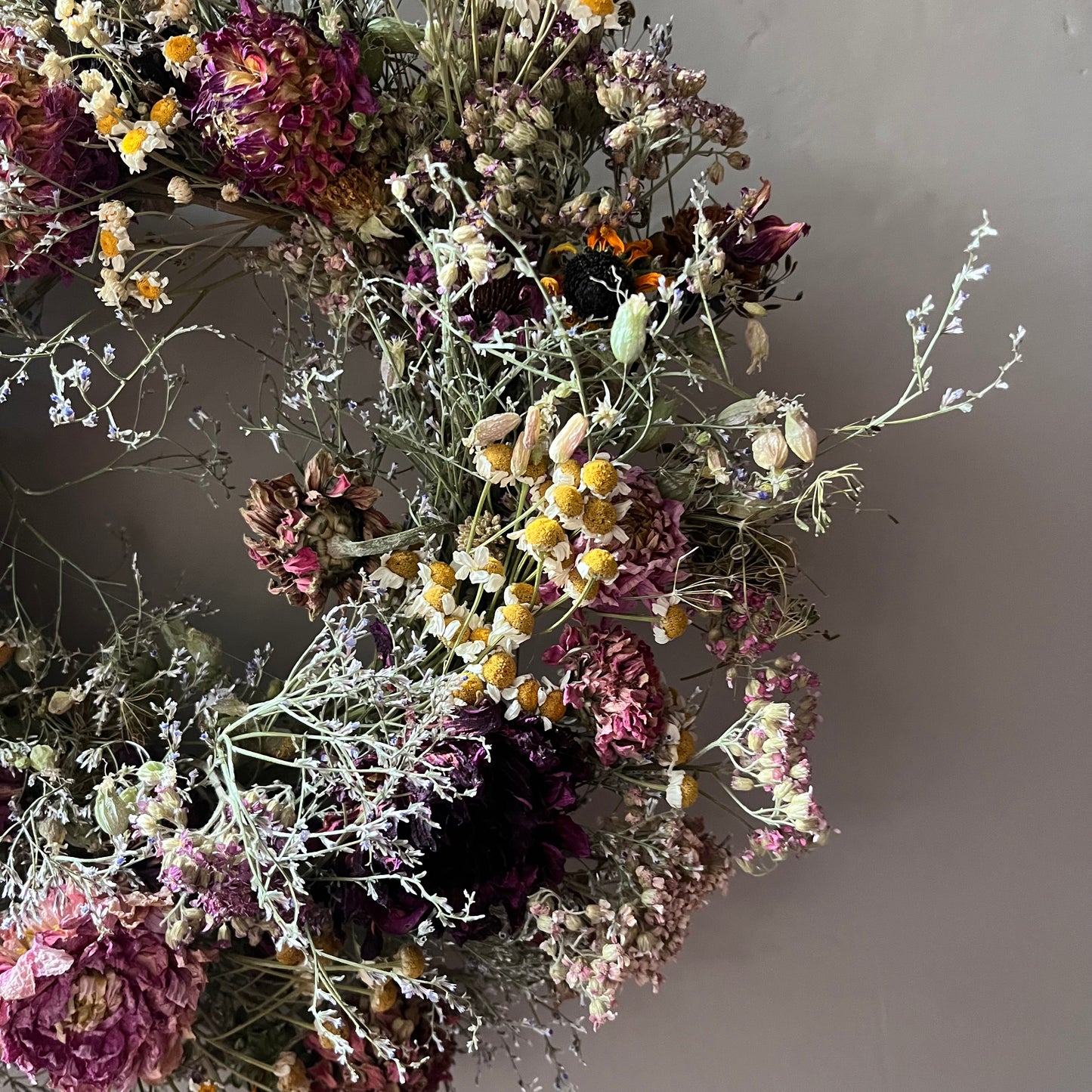 Autumn flower wreath | Dried flowers | Farmhouse home | 25cm