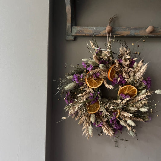 Dried Flower Spring Wreath | Farmhouse Wall Decor (25cm)