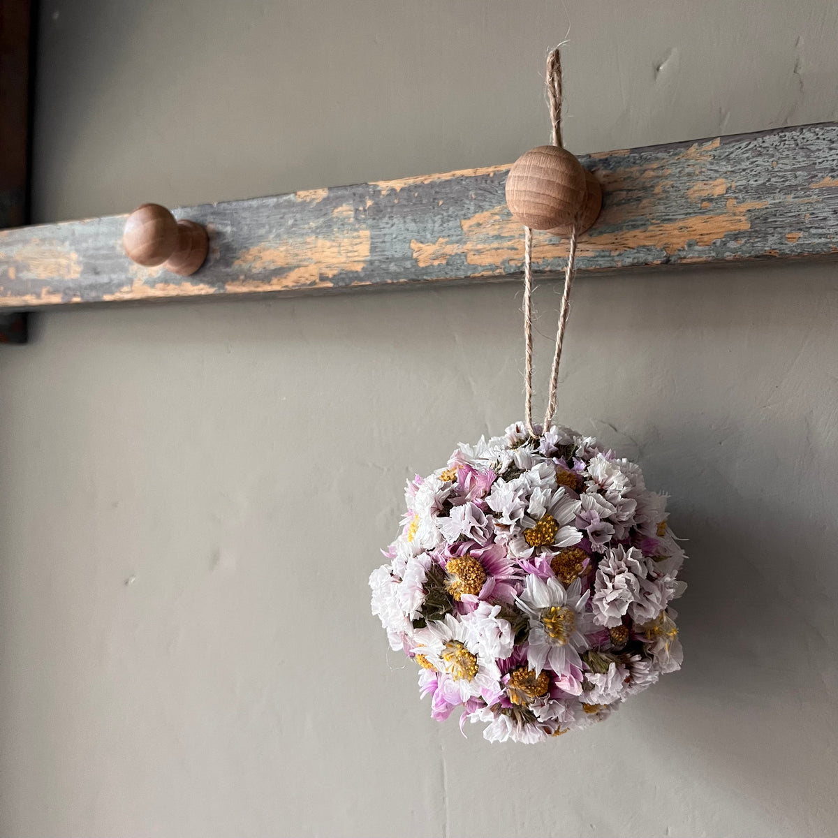 Handmade Dried Flower Bauble | White and Pink Floral Tree Decoration