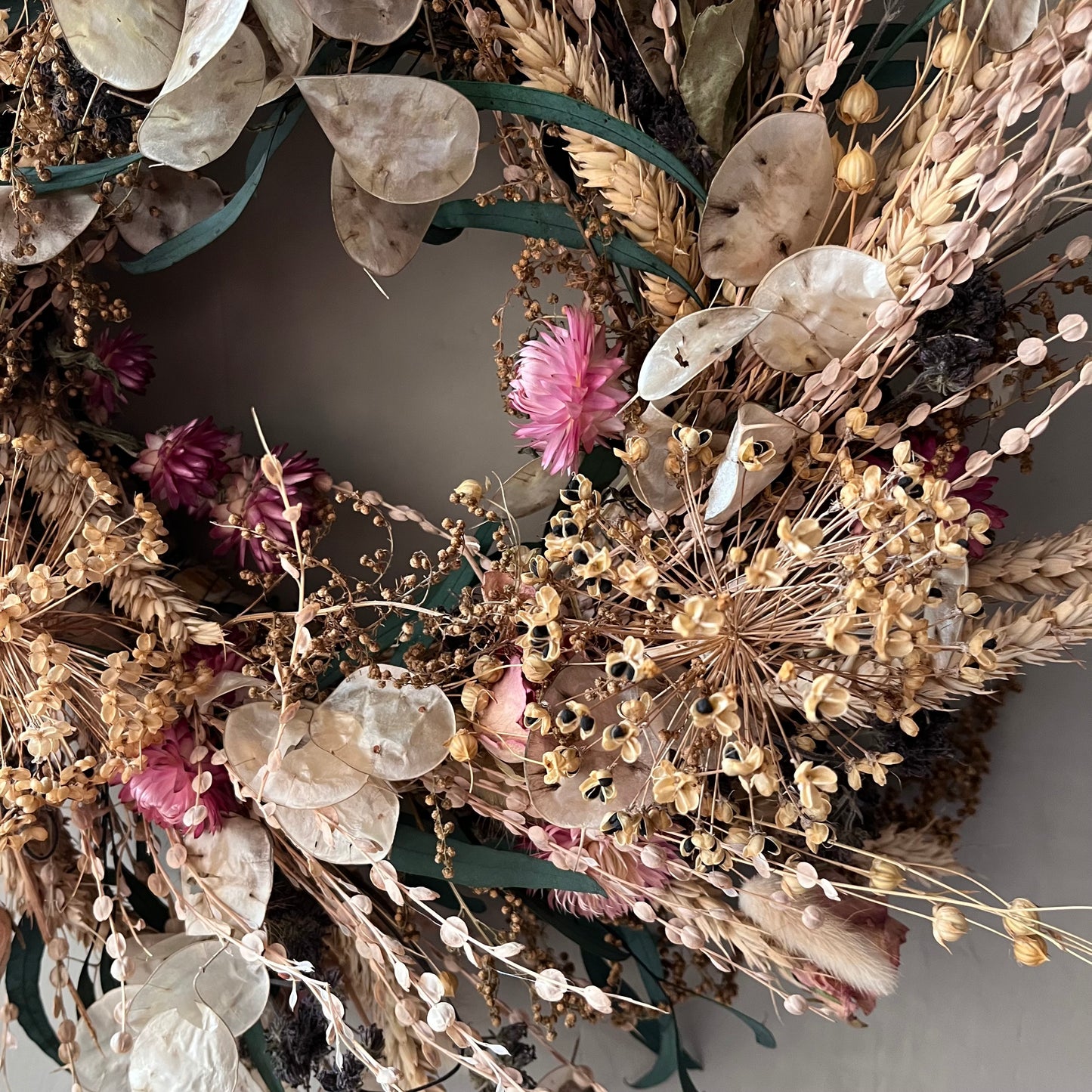 Dried flower spring wreath | summer flower wreath- 34cm
