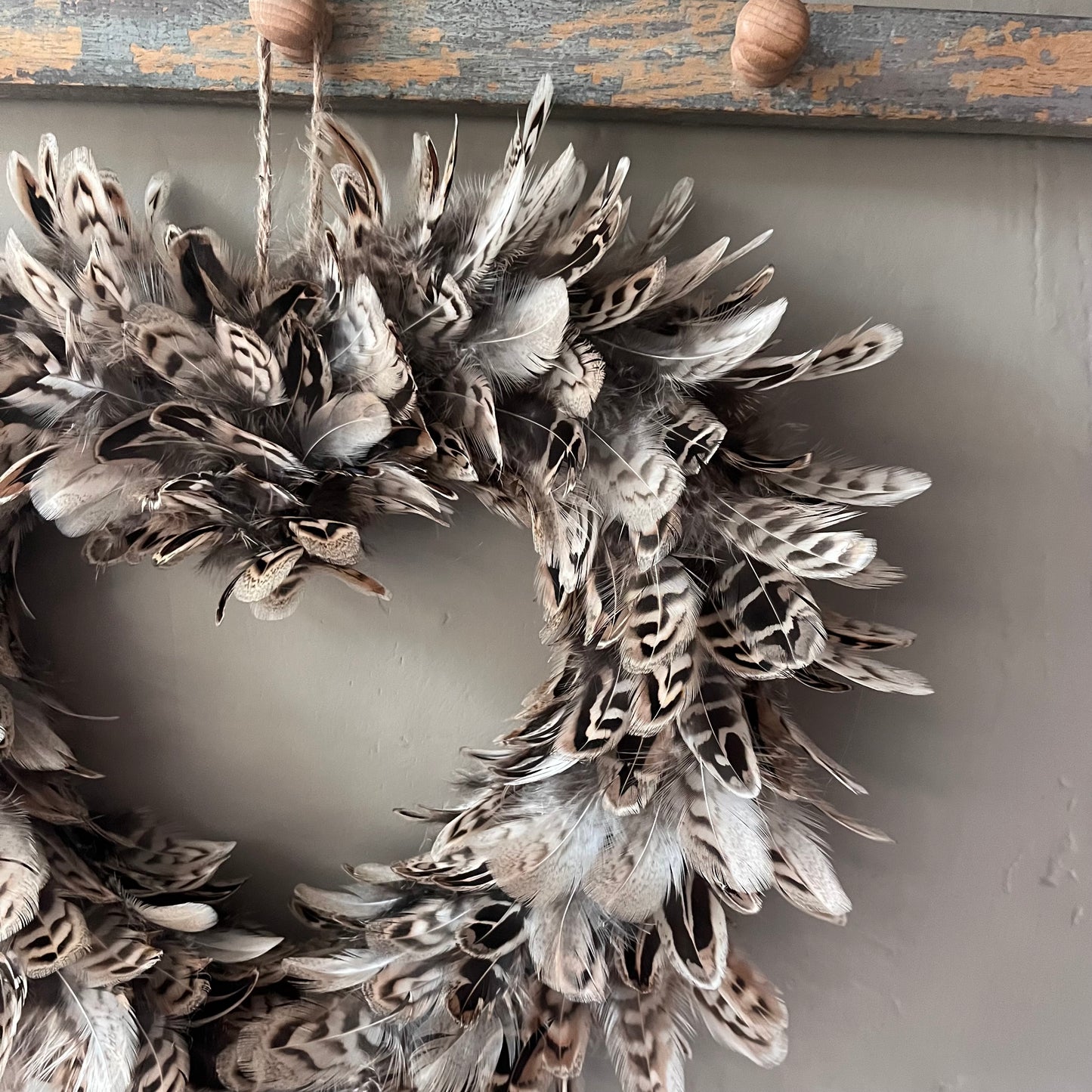 Handcrafted Hen Pheasant Feather Heart Wreath | Farmhouse Wall Decor