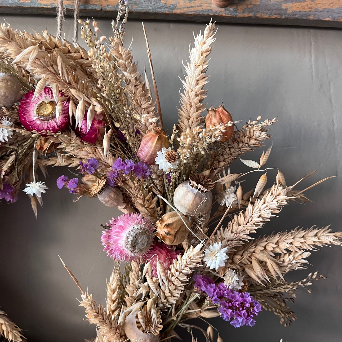 Dried flower wreath | Everlasting flower | Farmhouse style | Farmhouse home | Country living | Farmhouse wreath | Flower wreath | 34cm