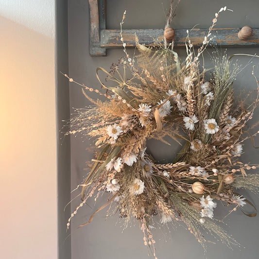 Dried Flower Wreath | Cottagecore Farmhouse Decor, 25cm