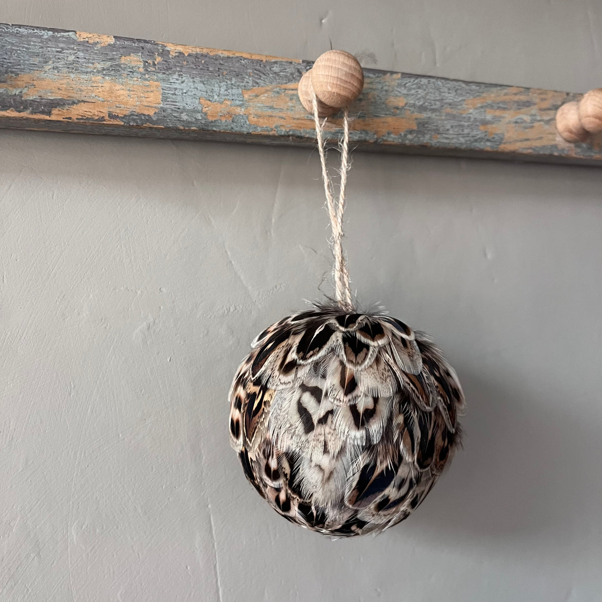 Feather Christmas Bauble Set | Handmade Farmhouse Tree Decoration
