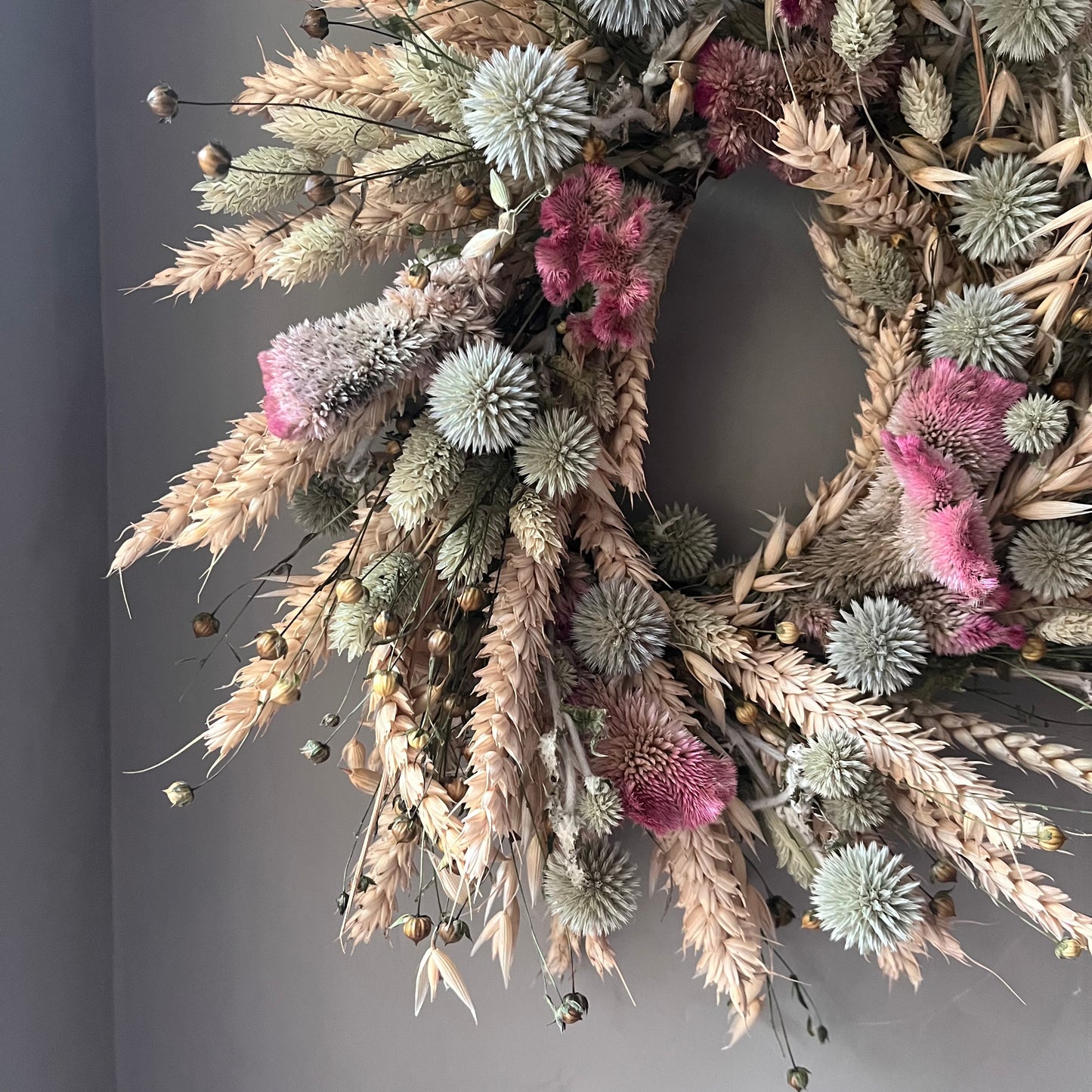 Dried Flower Spring Wreath | Farmhouse Wall Decor (25cm)