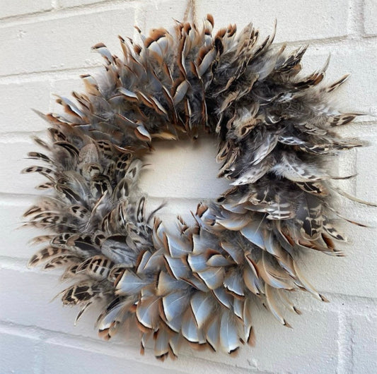 Handcrafted Feather Wreath | Cottage Decor (25-30cm)
